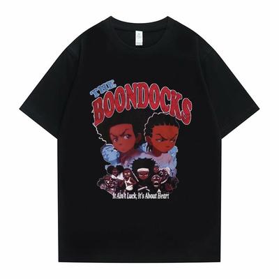 Новая футболка с принтом The Boondocks Хьюи и Райли, мужская/женская, повседневная модная футболка, смешная мужская хлопковая футболка, футболка с коротким рукавом, хип-хоп футболка