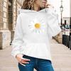 Autumn Spring Hoodie with Big Front Pocket Flower Printing Long Sleeve with Elastic Cuffs Pullover Thic Hooded Sweatshirt Daily Wear Sport Top