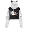 Blue Lock Cat Ear Color Block Hoodie with Plus Velvet
