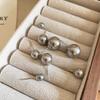Серьги Shijia Grey Pearl Круглые: Ретро французский дизайн, элегантные универсальные украшения для женщин