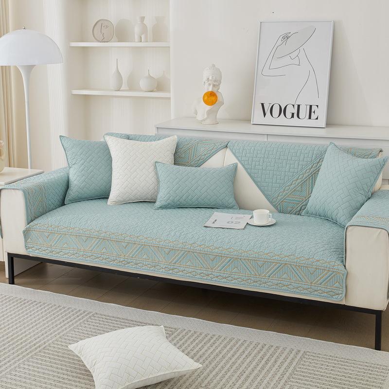 Sofa Cushion Four Seasons Non-Slip Pure Cotton Simple Modern Universal Pure Cotton Solid Color Cushion Cover Cloth Summer Sofa Cover Slipcover