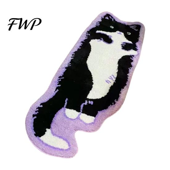 Easy Care Cat Blanket Cute Bath Rug, Irregular Animal Shaped Floor Mat, Soft Absorbent Microfiber Plush Rug Non Slip Area Carpet for Tub, Shower,