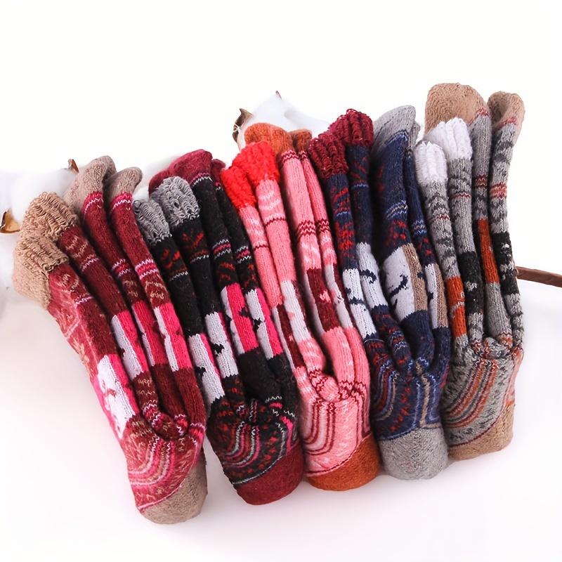 5 шт. удобных утолщенных махровых носков для женщин - теплые зимние носки до середины икры, идеальны для сна и комфорта на полу