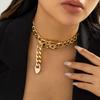 Punk-inspired Chunky Chain Belt Buckle Clavicle Necklace For Women, Hip-hop Geometric Necklace.