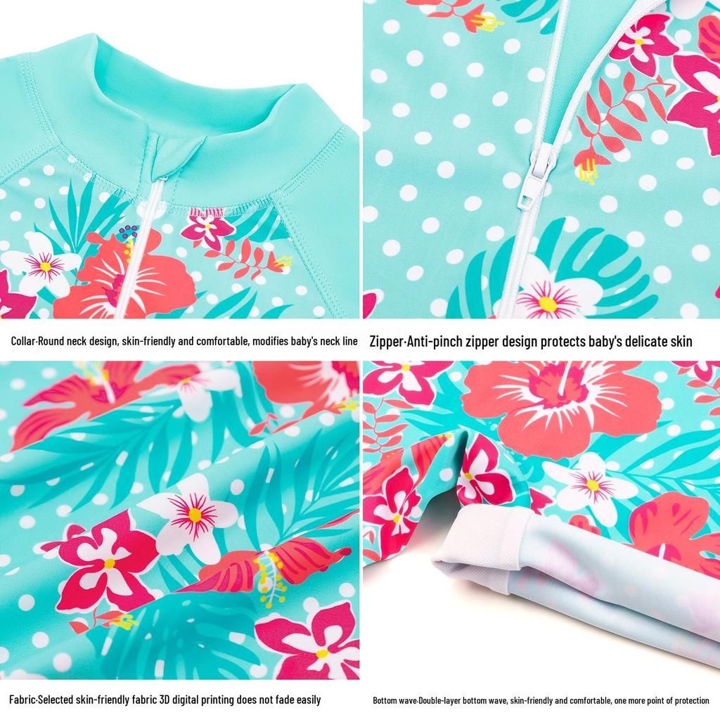 Купальник с длинным рукавом для девочек с единорогом - Защита от солнца, быстросохнущая купальная одежда для детей