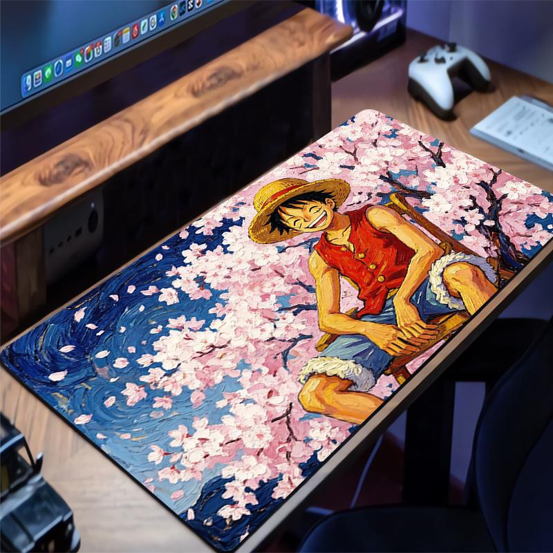 Большой коврик для мыши One Piece Луффи ПК Скорость Для киберспортивных игроков Ковер с цветами сакуры Ноутбук Компьютер Клавиатура Настольный коврик Xxl Коврик для мыши