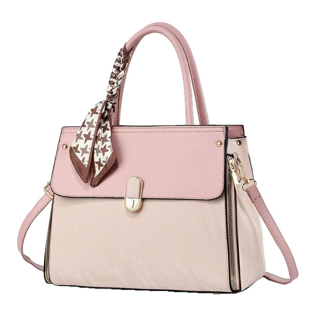 Casual Fashion Pu Bag For Women With Contrast Stitching And Spacious Storage