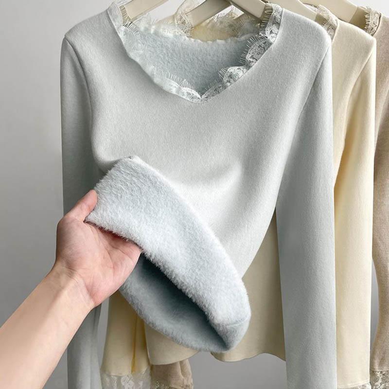 Sweatshirt for Women Cotton Fleece Thickened Loose V Neck Casual Long Sleeve Top Sweatshirt