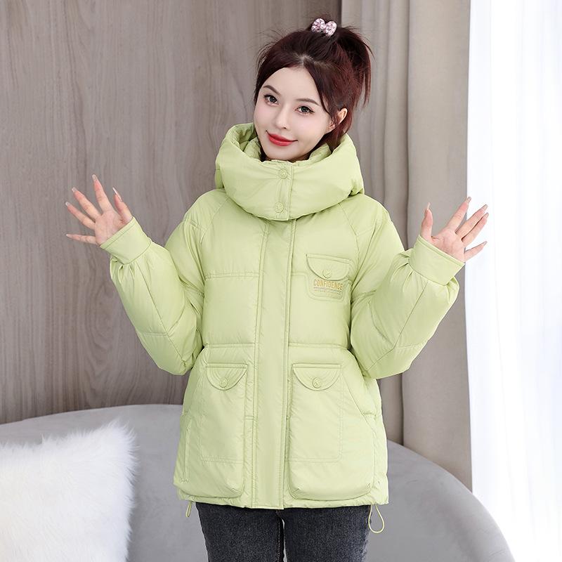 Осенне-зимнее женское пальто однотонное с капюшоном и большим карманом короткое свободное пальто утолщенная теплая студенческая куртка