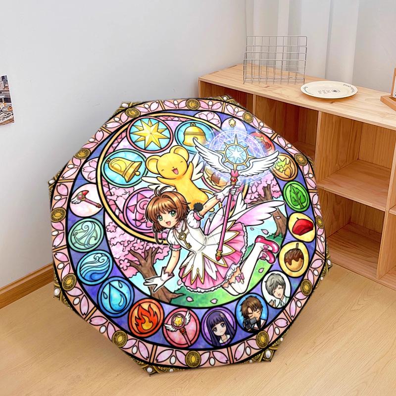1 шт. Автоматический складной зонт с рисунком Cardcaptor Sakura, 8 спиц, портативный, складной, для путешествий, Рождественский, День рождения, Подарок