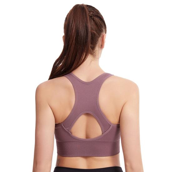 Bra Front Zipper Closure Solid Color Vest Type Hollow Out Back Adjustable Shockproof