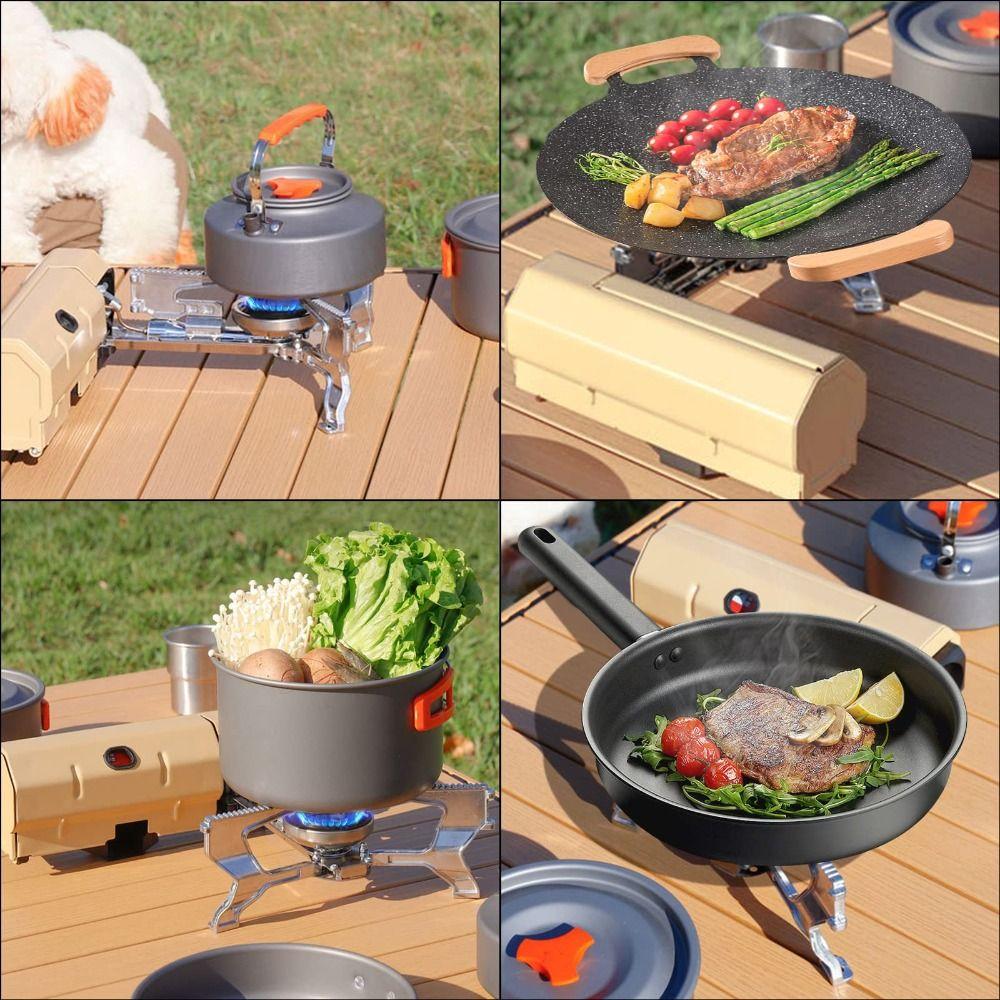 Lightweight Folding Camp Stove Khaki Camping Stove Butane Outdoor Camping Stoves Travel