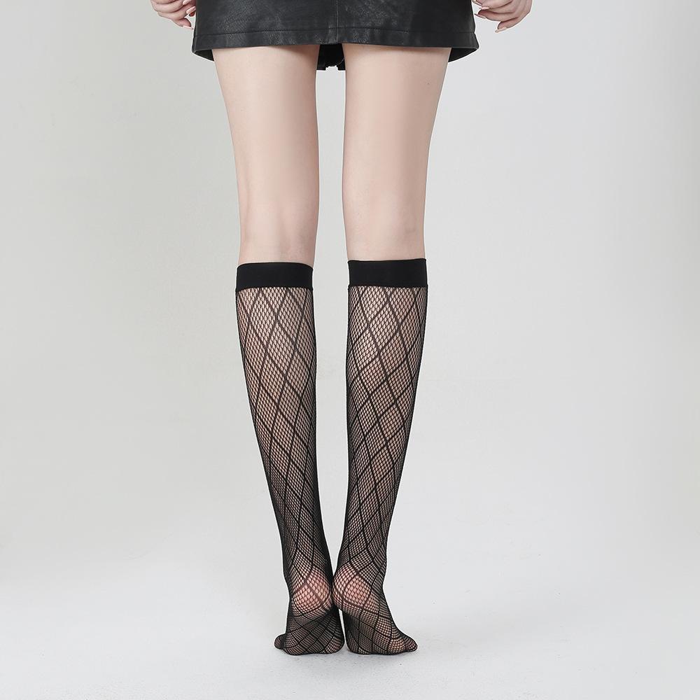 Trendy mid-calf socks for women, anti-snagging diamond-patterned slimming socks jk Summer thin socks5012