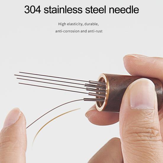 Игла для распределения кофе из нержавеющей стали с 5 иглами, выравнивающий инструмент, тампер для эспрессо, распределитель кофейного порошка, аксессуары для бариста