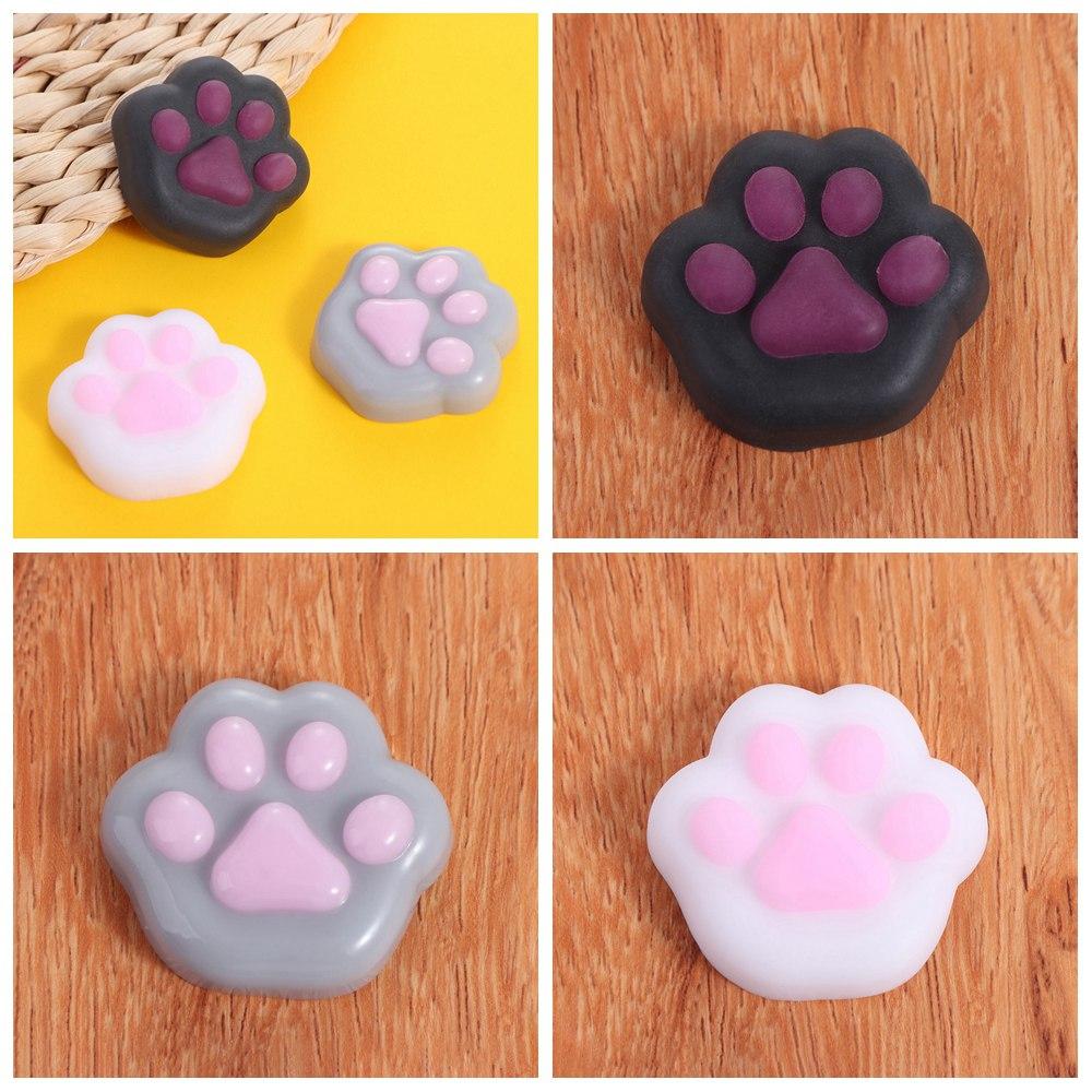TPR Cartoon Fidget Toy Silicone Pinch Decompression Toy Mini Cat Paw Squeeze Toy  Kids Tricky Doll