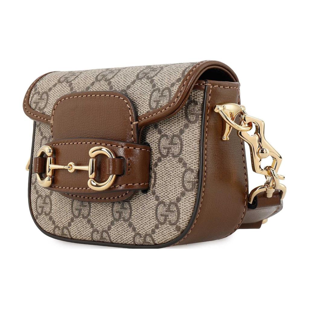 Gucci Horsebit 1955 GG Mini Bag Brown Leather Red Green Web Gold Hardware Daily Use 699760-HUHHG-8565