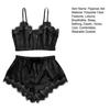 Women's 2 Piece Pajama Set Lace Trim V Neck Cami Crop Top Elastic Waist Shorts Set Casual Sleeveless Sleepwear Lounge Set