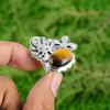 Gift For Her 925 Silver Natural Tiger'S Eye Gemstone Solitaire Adjustable Ring