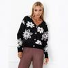 Autumn and winter cross-border new V-neck mink jacquard sweater women's jacket Amazon European and American long-sleeved flower knitted cardigan
