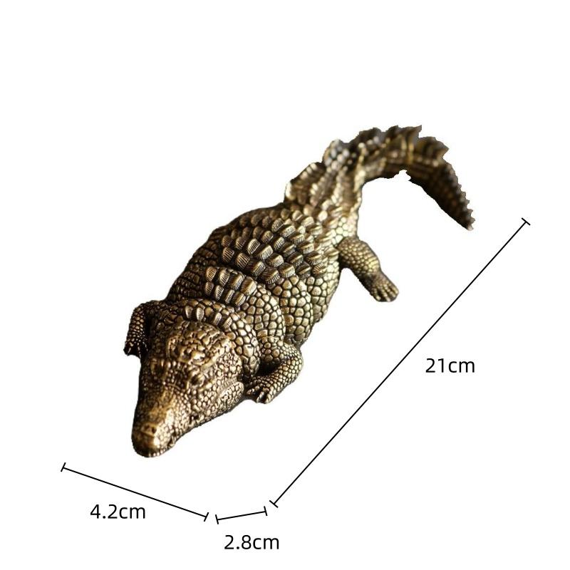 Metal Handicraft Artificial Animal Sculpture Brass Crocodile Golden Crocodile Articular Mobility Home Decoration Accessories