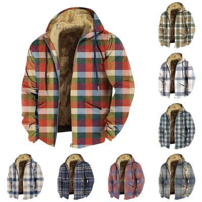 Мужская куртка с клетчатым принтом, мужская весенне-осенняя повседневная трендовая куртка на молнии с капюшоном