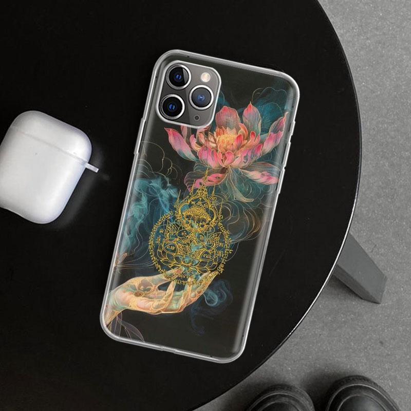 Буддийский Огненный Лотос Чехол для Телефона для iPhone 11 12 13 Mini 14 15 Plus 16 Pro Max 17 Air 7 8 + SE Художественный Индивидуальный Fundas 11 12