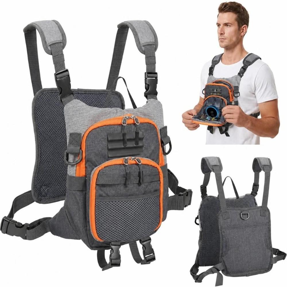 Oxford Cloth Fly Fishing Chest Pack with Quick Release Buckles Fishing Pack Outdoor Fishing