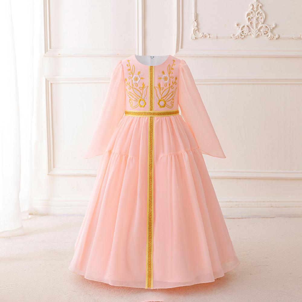 Платье для девочек из Саудовской Аравии, мусульманский элегантный шифоновый халат с вышивкой, платье, банкет, детское платье