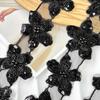 Корейская версия легкой роскоши, черные бусины, цветочная деталь, аксессуары для волос, платье, детская одежда, сетка, вышивка, кружевные аксессуары