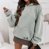 Women's Autumn And Winter Solid Color Pullover Hooded Sweatshirt Fleece Plus Size Long Sleeve Short Fashion Sweatshirt