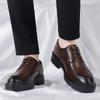 Мужские повседневные кожаные туфли на толстой подошве в британском стиле со средним каблуком Мужские оксфордские туфли Кожаные туфли Туфли на шнуровке Черные туфли