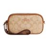 New Jamie Coated Canvas With Leather Camera Bag Coin Purse Clutch Wrist Bag Small Size Women's Light Khaki CA718-IMNLJ