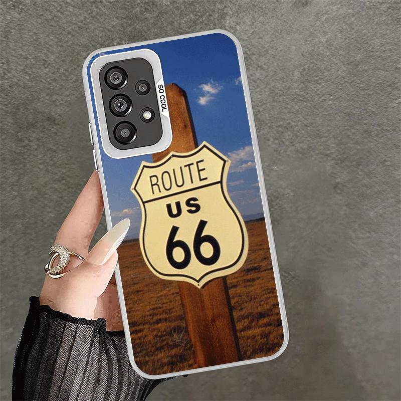 America Route 66 Shockproof Phone Case for Samsung A17 A16 A15 A14 A37 A57 A36 A56 A26 A35 A55 A25 A34 A54 A24 A13 A23 A33 A53 A