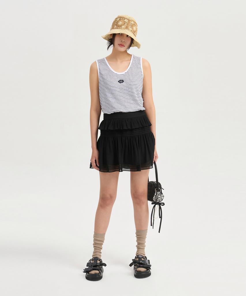 LUCKY CHOUETTE Pin Tuck Point Mini Skirt (Black) Lfkam25520Bkx
