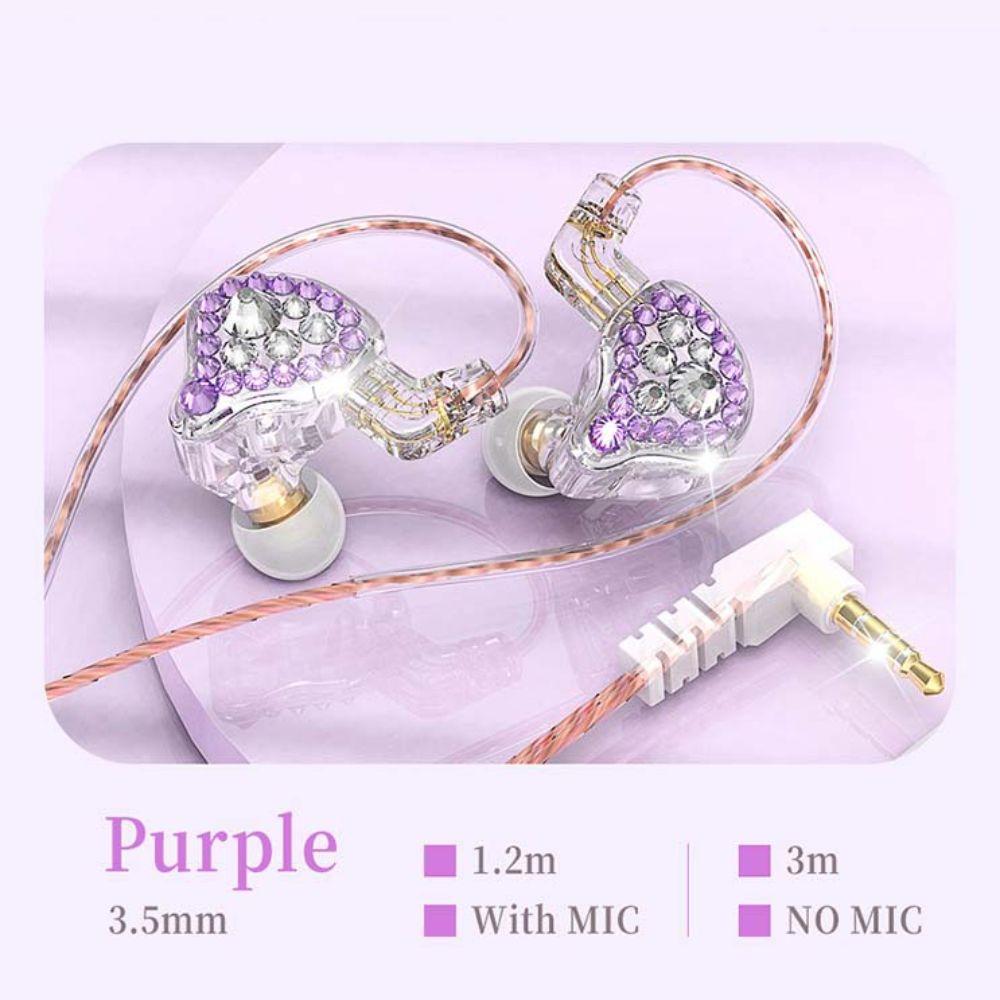 With/NO MIC Wired Earphone Detachable In-Ear Earbuds Shiny Headphones Music Monitor Headset