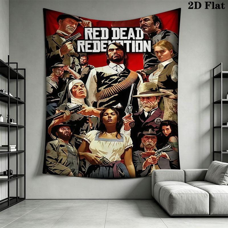 Red Dead Redemption Wall Hanging Printed Fabric Blanket Decorative Tapestries for Bedroom Living Room Home Decor