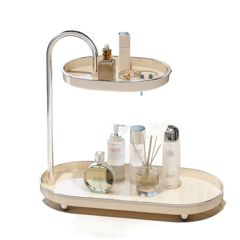 Space Saving Desktop Storage Tray Stainless Steel Rod Makeup Storage Display Stand Kitchen