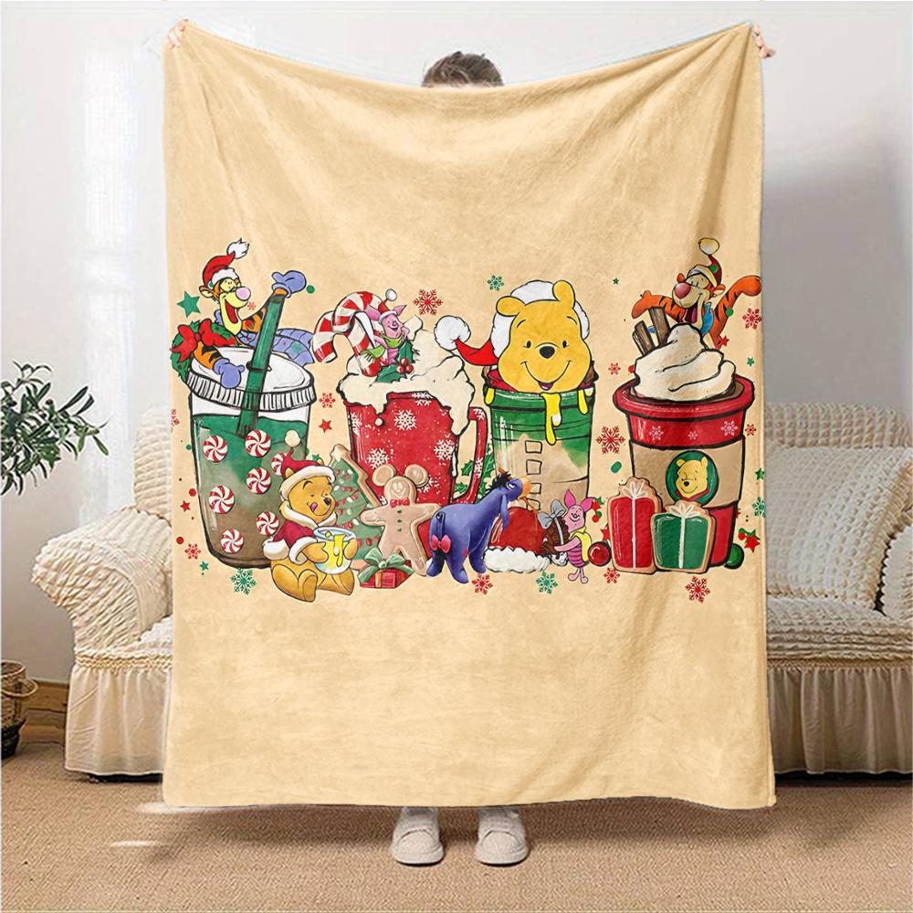 Christmas Winnie Pooh Party Blanket Soft Throw Blanket For Home Bedroom Bed Sofa Travel Office Solid Christmas Blanket
