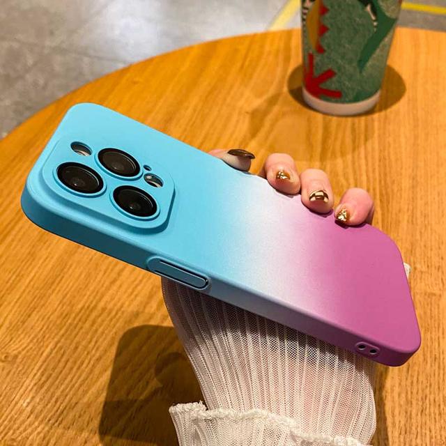 Защитный чехол для линз с радужным градиентом для Iphone 14 Pro Max 13 12 11 Pro Max 14 Plus, тонкий матовый противоударный чехол для ПК