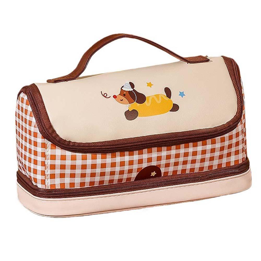 Hand-held Cartoon House Pen Bag PU Leather Waterproof Food Fruit Burger Cow PU Stationery Bag Large Capacity Big House Shape