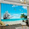 2 шт. Пляжный пейзаж Печатные шторы Анти-УФ обработка окон для гостиной спальни офиса кухни кабинета украшения дома