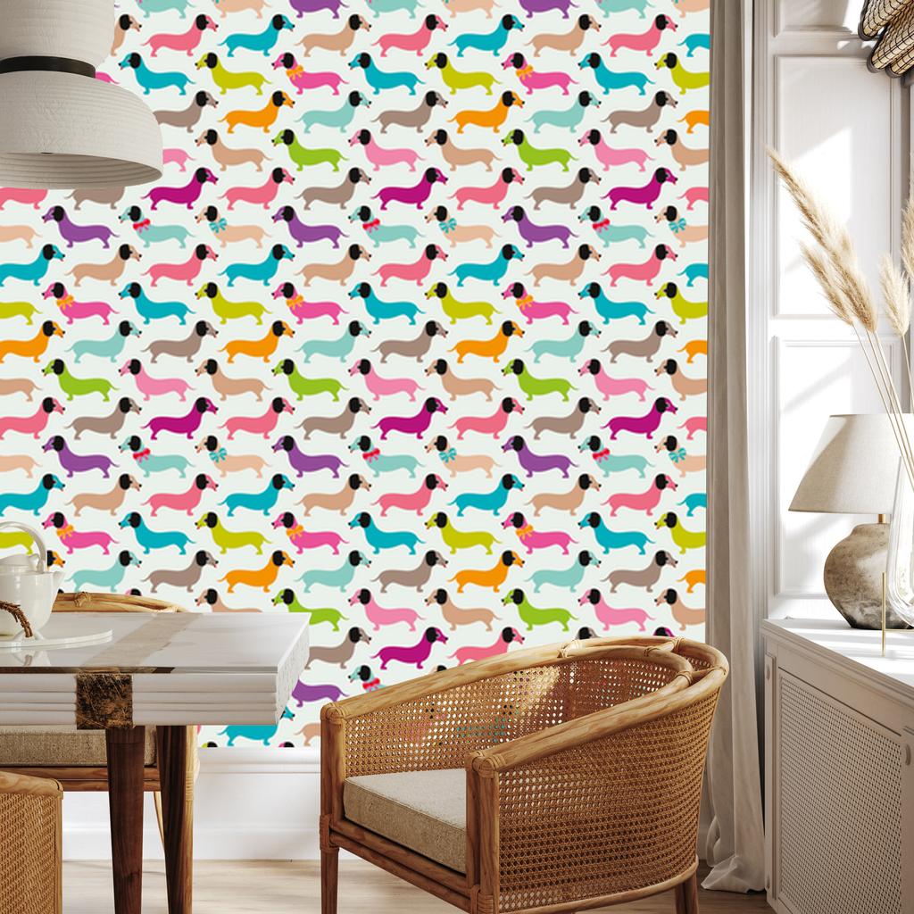 Colorful Dogs Wallpaper for Living Room and Bedroom 50x1000