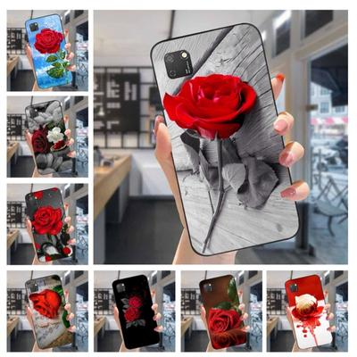 Чехол для телефона с цветком красной розы для Huawei Mate 40 30 20 10 Pro Lite Nova 9 8 5T Y7p Y7, мягкий черный чехол для телефона