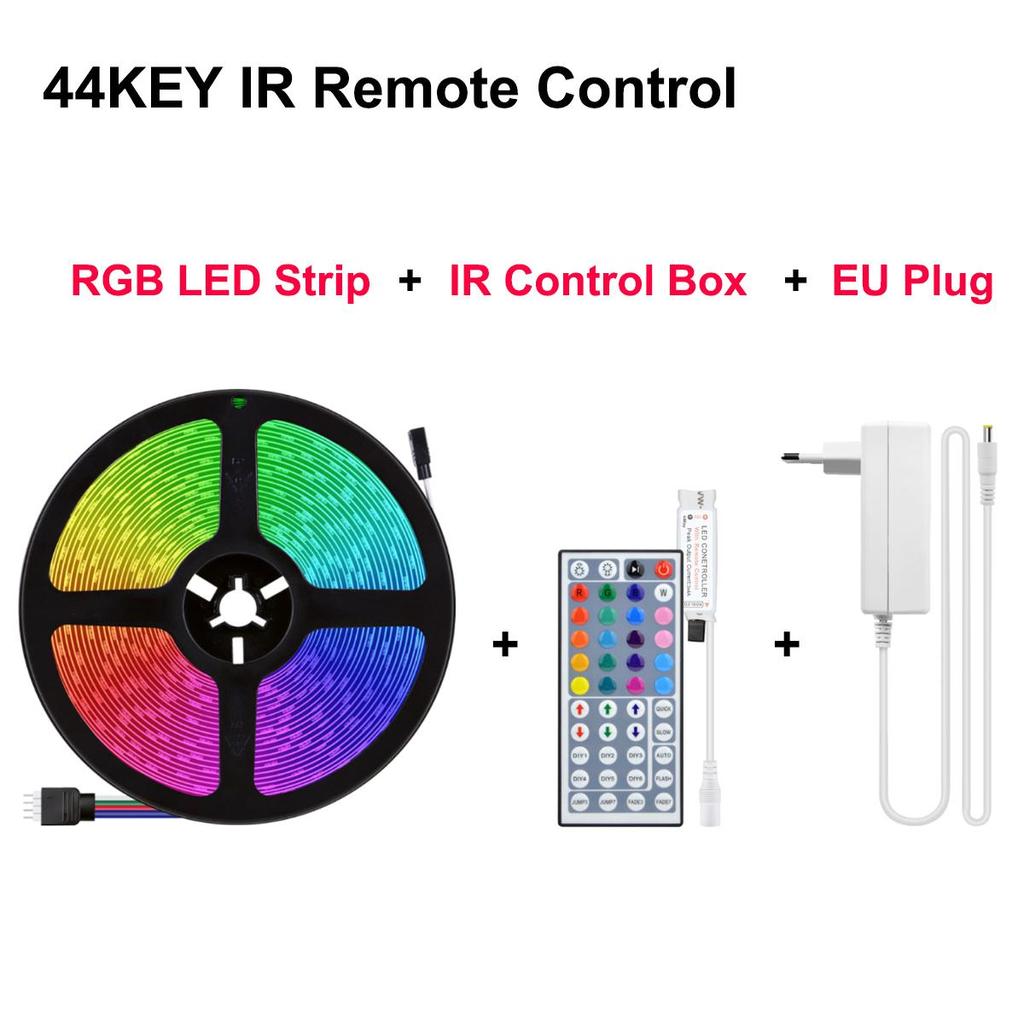 Светодиодные ленты Bluetooth ИК-контроллер RGB 5050 SMD Диод Гибкая подсветка для декора Домашний телевизор Спальня Светодиодные ленты с вилкой европейского стандарта