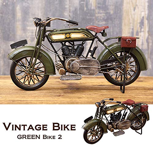 Vintage Tin Object "Old Bike" (Green) Height 17cm X Length 30cm X Depth 7cm (1204E-2971) Interior Bike Retro Interior American Goods