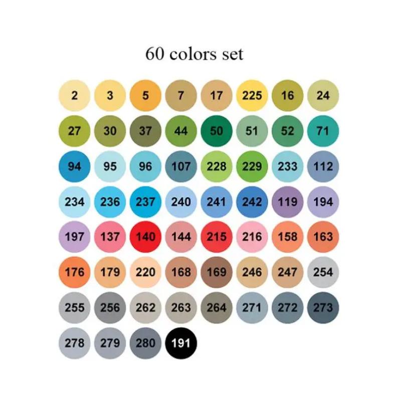 EF100 Профессиональная художественная маркерная ручка 24/36/48/60/72 цвета Двойная кисть для рисования Маркер на спиртовой основе для рисования