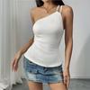 Женский сексуальный топ на одно плечо, без рукавов, с завязками на спине, весна/лето 2025