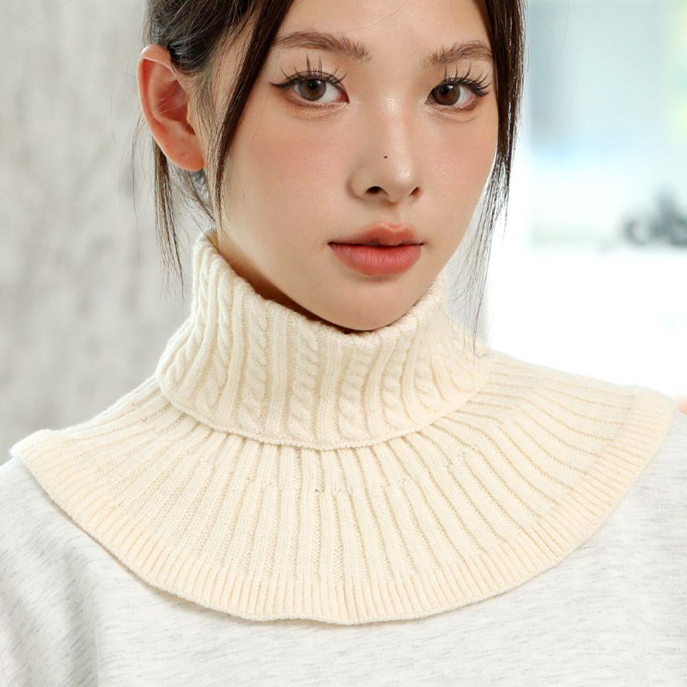 Ребристый вязаный нагрудник, теплый шарф, шерстяной шарф, съемная водолазка с искусственным воротником для женщин