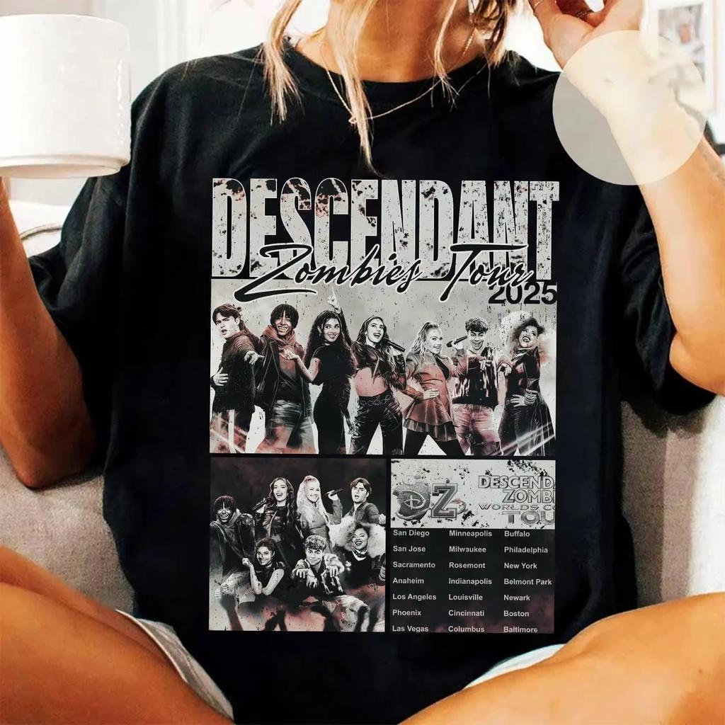 Descendants Zombies World Collide Tour 2025 Retro TShirt Zombies Tour Summer Music Festival Shirt
