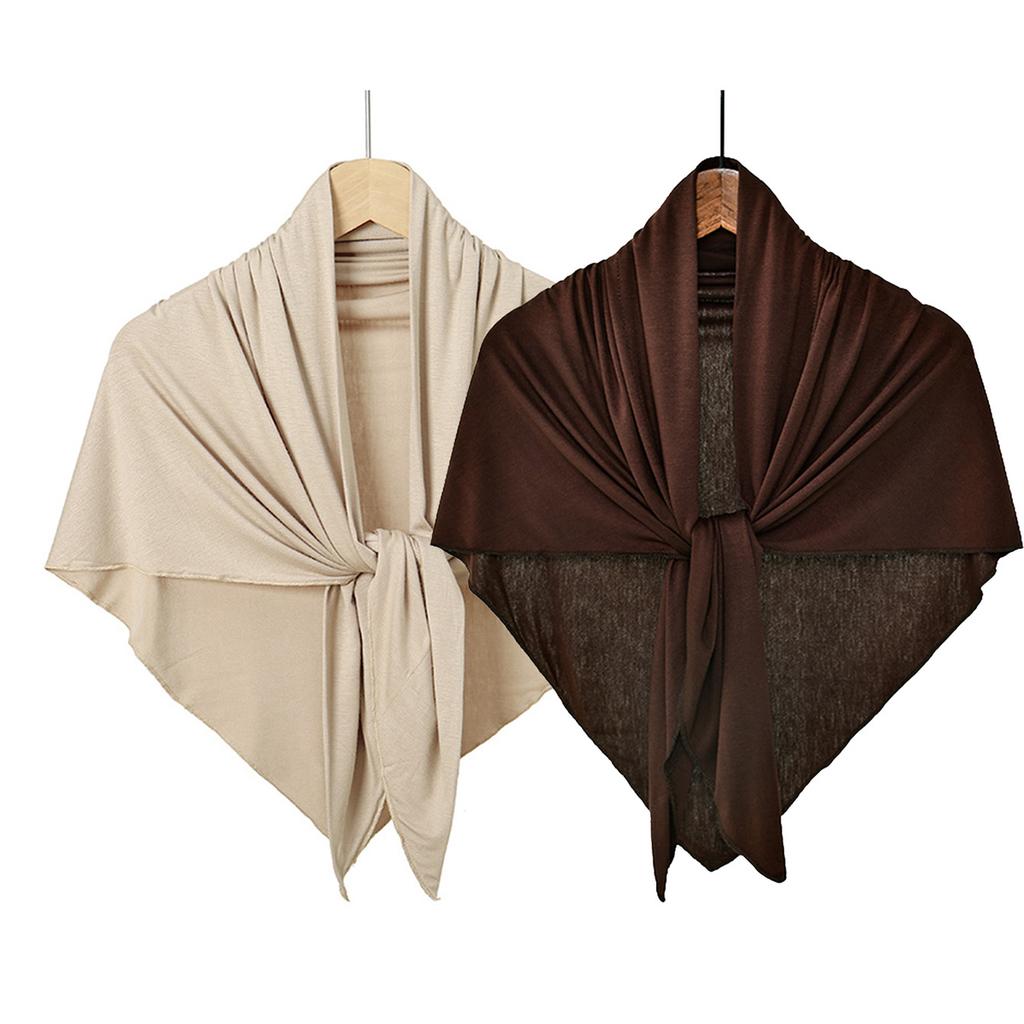 Solid Color Cotton Triangle Scarf Muslim Hijab Shawls Woman Soft Wraps Lady Fashion Causal Turban Islamic Jersey Headband